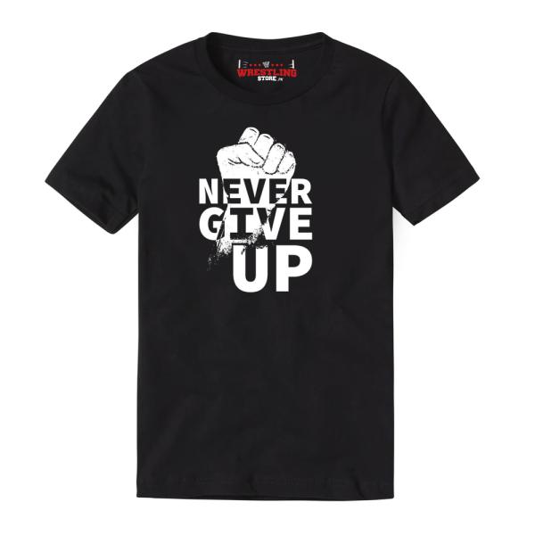 Buy Never Give Up Gym Motivational Digital Print T Shirt