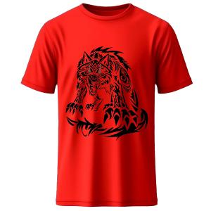 Red Jacob Fatu Tribal Wolf Digital Print T Shirt