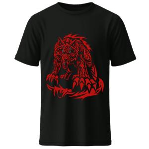 Black Jacob Fatu Tribal Wolf Digital Print T Shirt