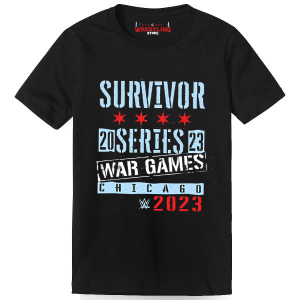Black WWE Survivor Series 2023 Chicago Digital Print T-Shirt